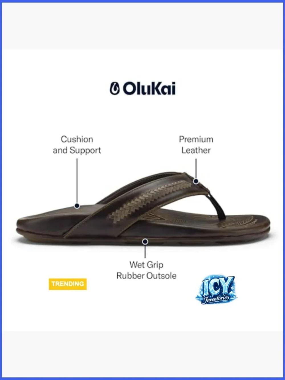 Men's Leather Sandals Flip Flops Arch Support Comfort Fit Premium Materials